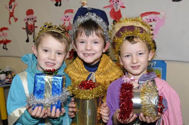 Tandragee Primary School pupils Luke Milligan, Cain McConville and Christopher Lindsay who played the Three Kings in the school's production of 'A Wriggly Nativity' in 2007.
