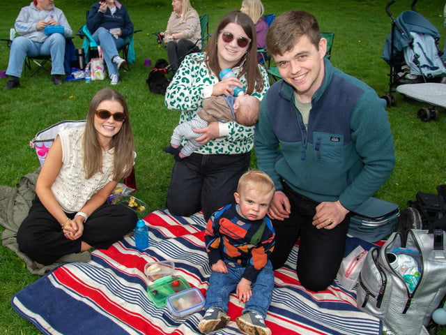 Members of the Blair family pictured at the Shankill Parish Picnic in the Park on Sunday afternoon. Included from left are, Sarah, Judith, baby Patrick (13 weeks) Harry and Jason. LM19-209.