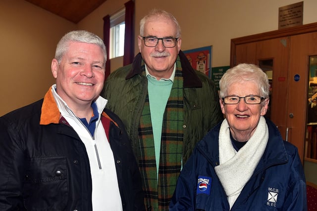 Pictured at the Epworth Playgroup 10th anniversary coffee morning are from left, Gordon Allen, Peter Aiken, playgroup director, and Beulah Robinson. PT48-231.