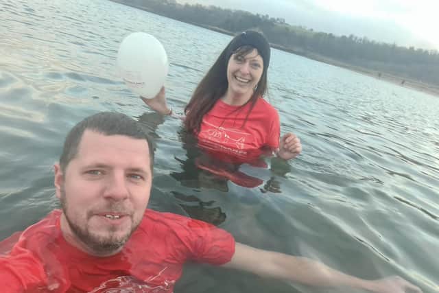 Daniel braved the cold water at Crawfordsburn with family and friends to raise money for Air Ambulance NI. Pic credit: Contributed by Daniel Jordan