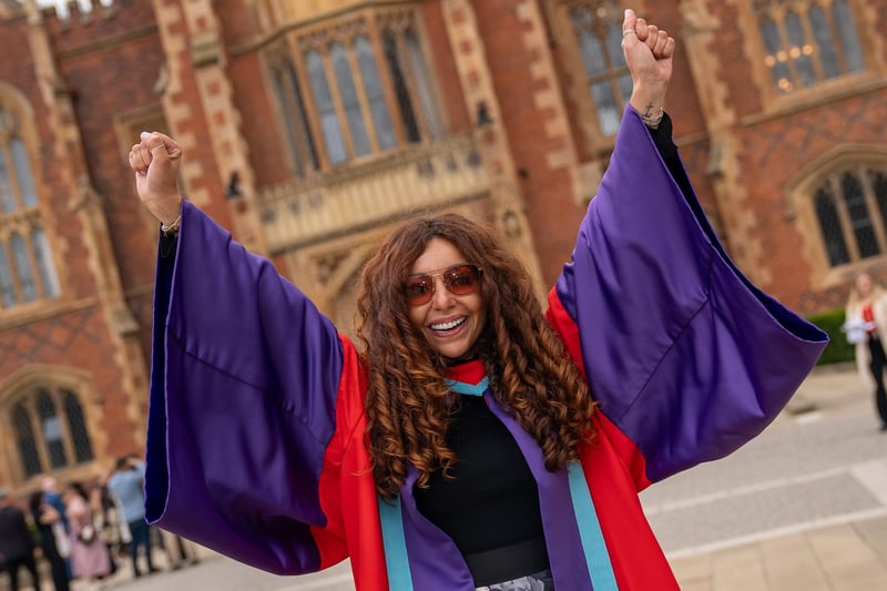 Maisa Suleiman from Jordan celebrates her graduation from Queen's with a PhD in Translation.