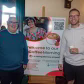 Stephen Cole, left, pictured with his nephew Richard Lappin at the charity coffee morning. PT23-227.