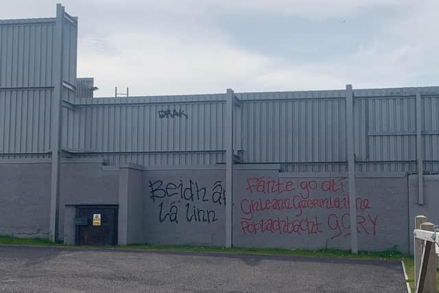 The graffiti was reported to the PSNI on May 4.