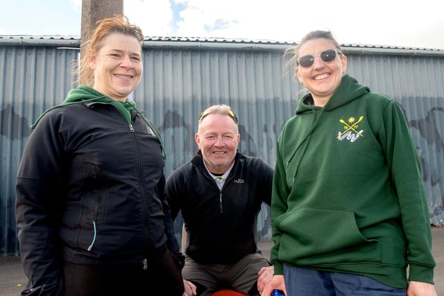 Portadown Boat Club members pictured at the regatta including from left, Claire McCann, club secretary, Rodney McCann, safety boat pilot and Louise McDonald, club captain. PT18-287.