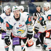 Mark Cooper, centre, in action against the Coventry Blaze at the Coventry Skydome last Sunday. Picture: Scott Wiggins