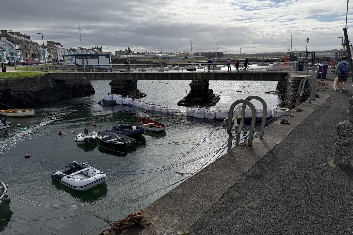 Work on repairs to footbridge at Portrush Harbour well underway