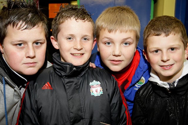 Josh McFadden, Dean Williamson, Jay Chapers-Jemison and Leon Young at Ballymacash Primary School's Christmas Fair in 2007