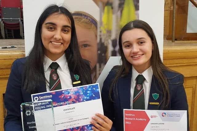 Coleraine Grammar School students Saashi and Emma. Credit Coleraine Grammar School