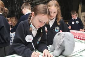 P4 from Central Integrated PS Carrickfergus and artist Dawn Crothers took over the NI War Memorial Museum. Photo: Peter O’Hara Photography.