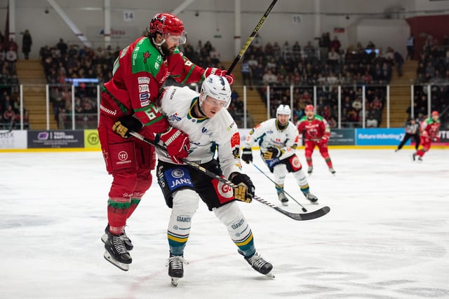 Belfast Giants' Jacob Friend in action against the Cardiff Devil. Picture: James Assinder