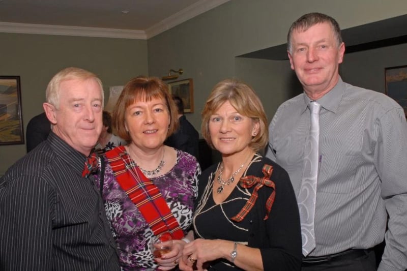 Janet and Peter Schofield and Maureen and Raymond Vincent pictured at the 2010  Burns Night celebrations in the Londonderry Arms Hotel Carnlough.