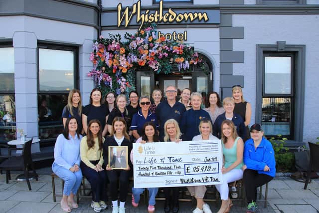 The Whistledown team who completed the Vhi Women’s Mini Marathon in memory of loved ones and in support of Life & Time, raising £25,419.18. Pic: Liz Boyle