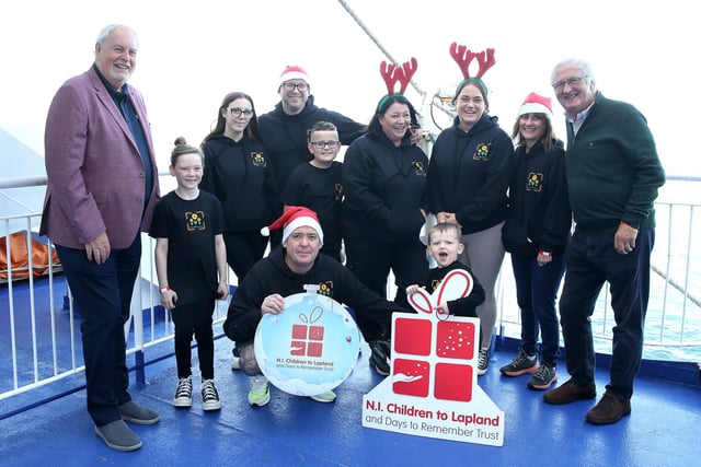 Pictured (l-r)  the “Powered by Poppy” team. Mark, Sharon, Madison and Isaac Ogle from east Belfast and friends. The Northern Ireland Children to Lapland and Days to Remember Trust’s annual “Walk to Scotland” fundraiser. Over 100 fundraisers boarded the Stena Superfast Ship at Belfast, bound for Scotland.