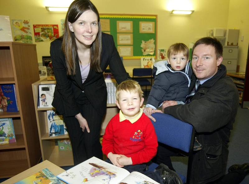 At Downshire Primary School's Open Night in 2007 are Ethan, Ryan, Claire and Mark McClure