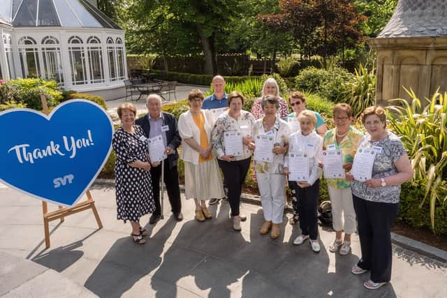 Pictured are: Mary Waide, Pat McCann from North Belfast, Rose McGowan, Martin Mailey from Limavady, Majella Savage from Kilmegan, Rosemary Devlin from Coleraine, Veronica Archer from Whiteabbey, Anne Cunningham from Kilmegan, Irene McBride and Sally MacNamee from Omagh and Anne Irwin from Coleraine