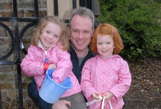 Sarah and Amy Preston with dad Mark at Carnfunnock in 2007.