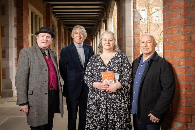 Damian Smyth, joint Head of Literature at the Arts Council for NI; Professor Glenn Patterson, Director of the Seamus Heaney Centre at Queen's; Shirley-Anne McMillan, new Children's Writing Fellow for Northern Ireland; and Paul Howard, former Children's Writing Fellow for Northern Ireland. Pic credit: Brian Morrison Photography/ACNI