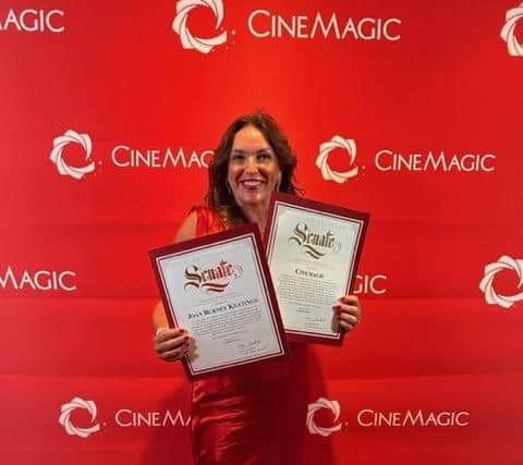 Cinemagic Charity boss, Joan Burney-Keatings, honoured at its annual LA Gala Showcase event in Los Angeles. Pic credit: Cinemagic