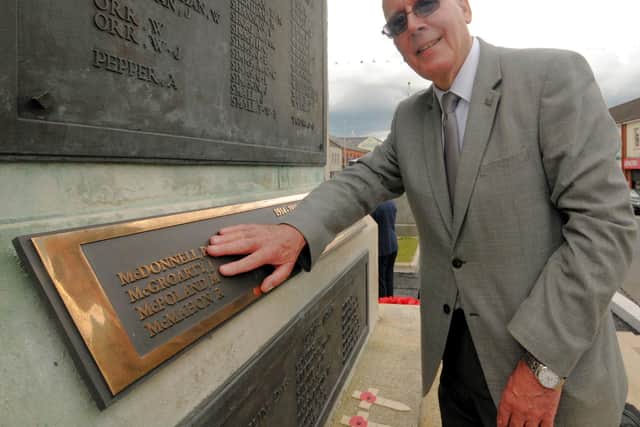 John Connelly, a family relative of Great War soldier Michael McPoland, orginally born in Lisnafiffy, Banbridge, who's name, is one of forty seven new names, added to the War Memorial in Banbridge.  © Photo: Gary Gardiner.  C2327523