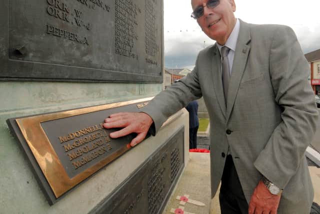 John Connelly, a family relative of Great War soldier Michael McPoland, orginally born in Lisnafiffy, Banbridge, who's name, is one of forty seven new names, added to the War Memorial in Banbridge. © Photo: Gary Gardiner. C2327523