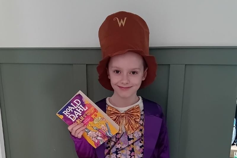 Guy Moore, aged 8, from Harpur's Hill Primary School dressed as Willy Wonka.