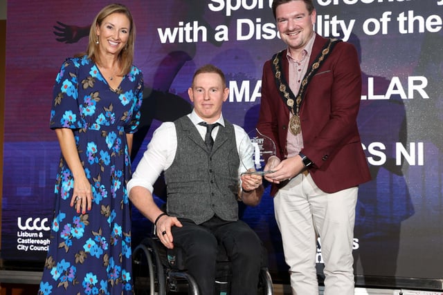 Mark Millar from Athletics NI is presented with the Sports Personality with a Disability of the Year Award