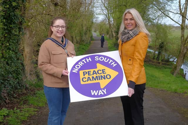 Deputy Lord Mayor, Cllr Jessica Johnston and Shirley Hayes, REACT CEO, at the launch of flagship Peace Camino Walking Route. CREDIT: LiamMcArdle.com