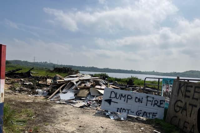 A local resident has expressed concern about the dumping of bonfire wood at Stoneyford reservoir. Pic credit: Contributed by Stoneyford resident