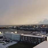 A beautiful scene of snowy Portstewart but the inclement weather has meant that a number of schools including Dominican College have had to either cancel or postpone their open nights this evening. Credit Dominican
