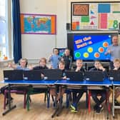 Mr Hagan visited the school before the end of term to see the pupils using the new equipment.