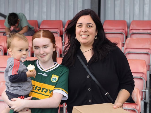 One of the youngest attendees at the Lurgan Against Racism 5-a-side tournament and fun day enjoying an ice cream.