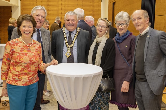 Deputy Lord Lieutenant for County Londonderry Helen Mark, Ian Mark, Mayor of Causeway Coast and Glens Borough Council, Councillor Ivor Wallace, Mrs Montgomery, Jean Davidson and Alastair Davidson, Deputy Lieutenant for County Londonderry.