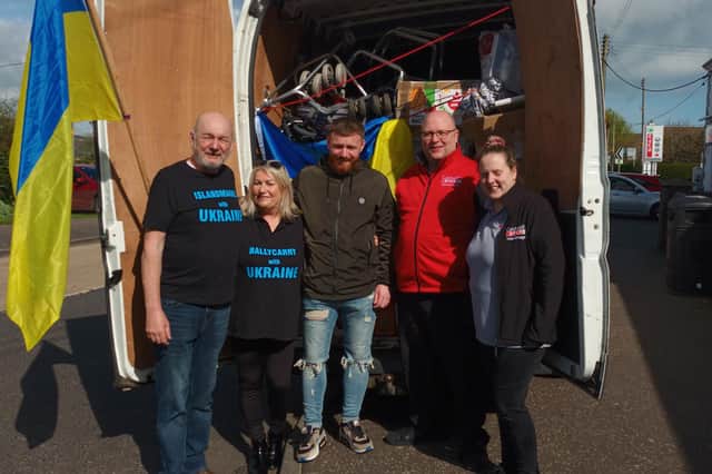 David and Ruth pictured with supporters ahead of the trip to Ukraine in April.