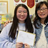 Christine celebrates her A’ Level results with her mum, Ciara, at Integrated College Dungannon. Christine, a former pupil of Howard Primary School will progress to Ulster University to study Art.