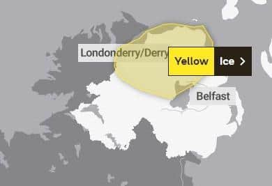 A yellow weather warning for ice is in place. Picture: Met Office