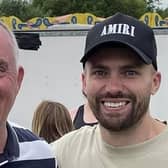 Councillor Trevor Wilson pictured with Stuart Dallas who has announced his retirement due to injury. Credit: Submitted