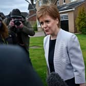 Nicola Sturgeon leaves her home on March 22, 2021 in Glasgow, Scotland (Photo by Jeff J Mitchell/Getty Images)