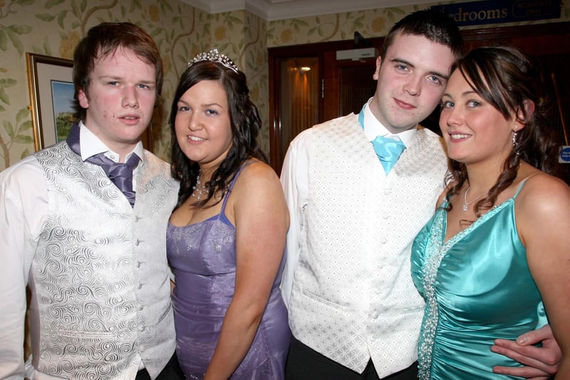 Paddy McQuestion, Jolene Simpson, John McClernon and Ashleigh Dempster, pupils of Ballycastle High School pictured at a Formal held at The Royal Court in 2009.
