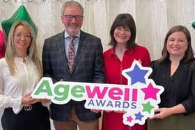 Sarah McLaughlin, William McCaughey, Ann Marie McCullough from Pharmacy Plus and Jenny Marshall.  Photo: Mid and East Antrim Agewell Partnership