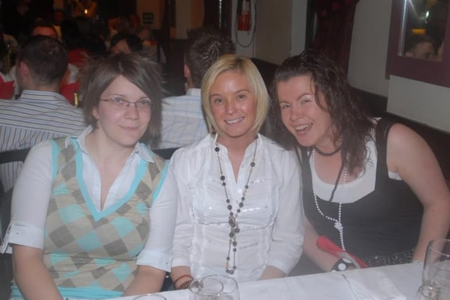 Heather Kerrigan, Tracy Cooper and Jenny Dorran at the Larne Ladies FC 2007 dinner in the Kiln.