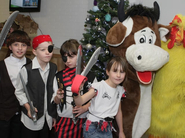 COW'S ABOUT THAT. Pupils from St Brigid's PS Ballymoney, pictured dressed up as pirates, cow and chicken for their Christmas Concert, 'From Ballymuck to Broadway' in 2010