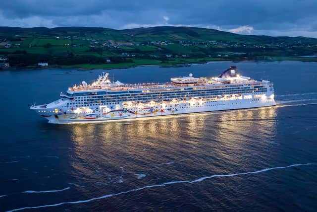 The Norwegian Star arriving in Greencastle on October 11. This is the last of 18 cruise ships Foyle Port has welcomed in 2023. Credit Foyle Port