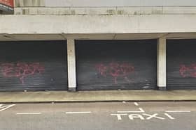 Graffiti was sprayed at a number of locations in Larne on April 13. (Pic: PSNI).