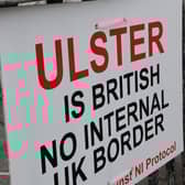 A sign at the Port of Larne about the Irish Sea border. Picture date: Monday February 15, 2021.