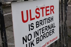 A sign at the Port of Larne about the Irish Sea border. Picture date: Monday February 15, 2021.