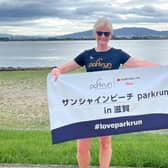 Lorraine Abernethy at the Sunshine Beach Parkrun in Japan.