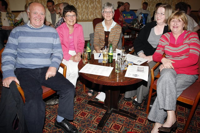 Phyllis Michael (centre) and friends pictured at the fundraising Night at the Races in Rathmore Golf Club in aid of Portrush Music Society in 2010