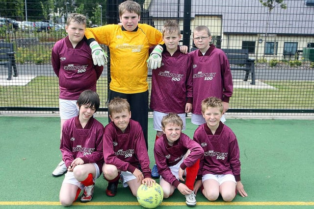 Meadowbridge Primary School B Team who competed in the Hillsbororough and District Community Police Liaison Committee PSNI 7 -a-side Soccer Tournament at Downshire Primary School in 2008