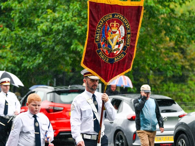 The Royal Black Institution 'Last Saturday' parade makes its way through Dundonald.