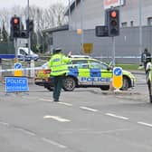 Police at the scene of a road traffic collision at Mallusk. Scullions Road and Mallusk Road were closed in both directions for several hours.
Picture: Pacemaker